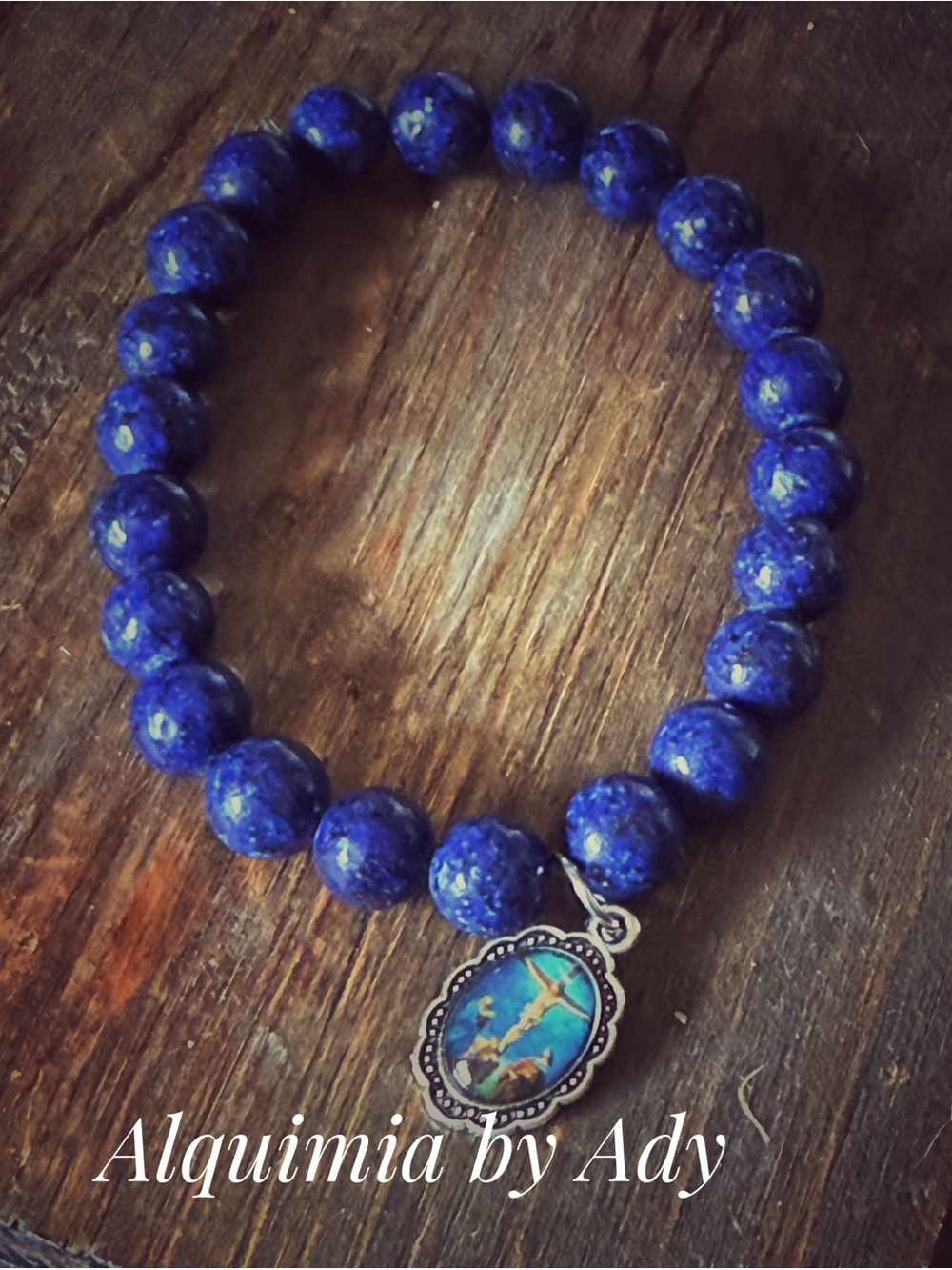 Lapis lazuli  beaded gemstone bracelet/protection and victory